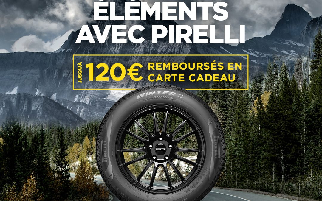 Pirelli : jusqu’à 120 € de remboursement en carte cadeau.